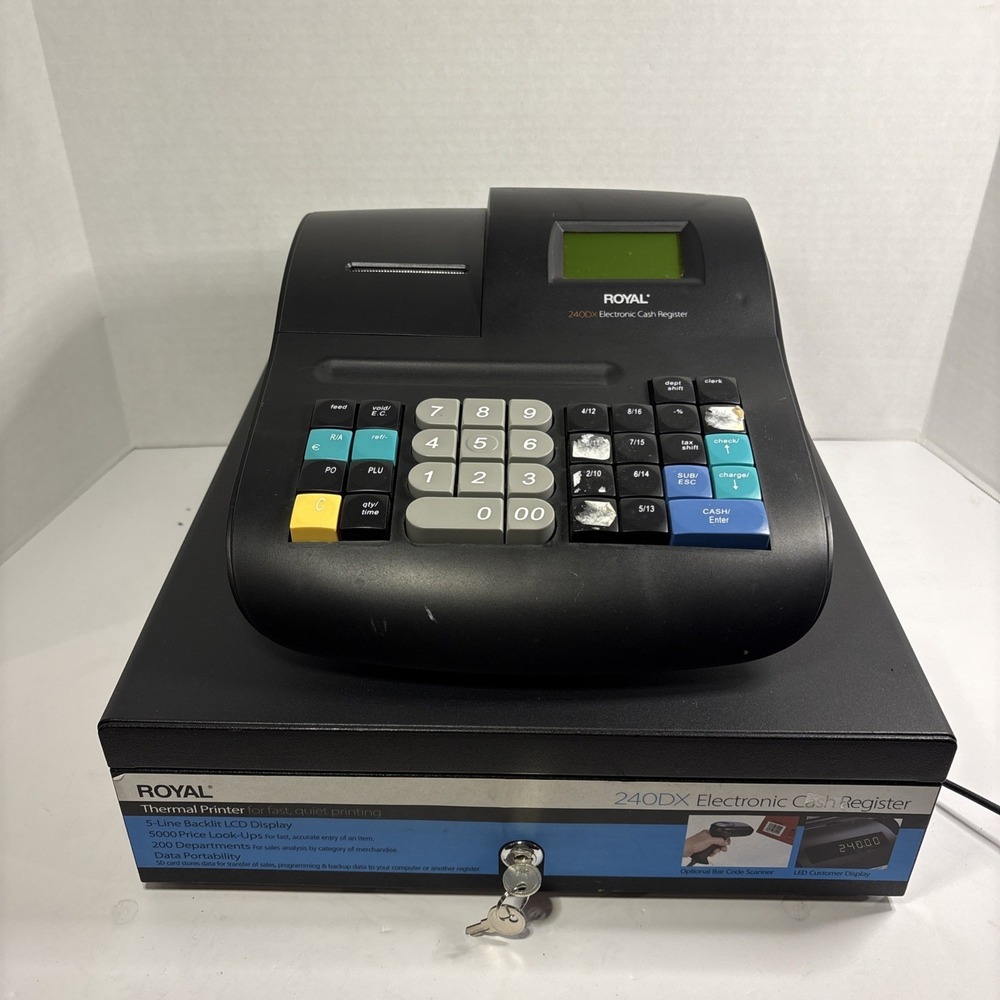Royal 240DX Electronic Cash Register Thermal Printer 5000 PLU 200 Dept Black